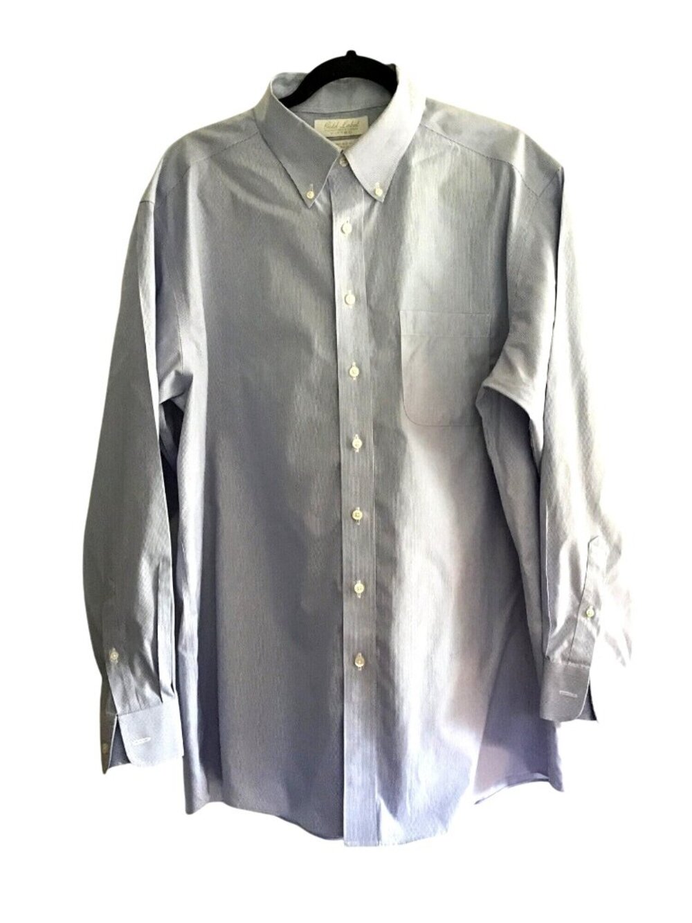 ROUNDTREE & YORKEEGOLD LABEL MEN BLUE STRIPED FITTED NON-IRON100% COTTON NECK 17
